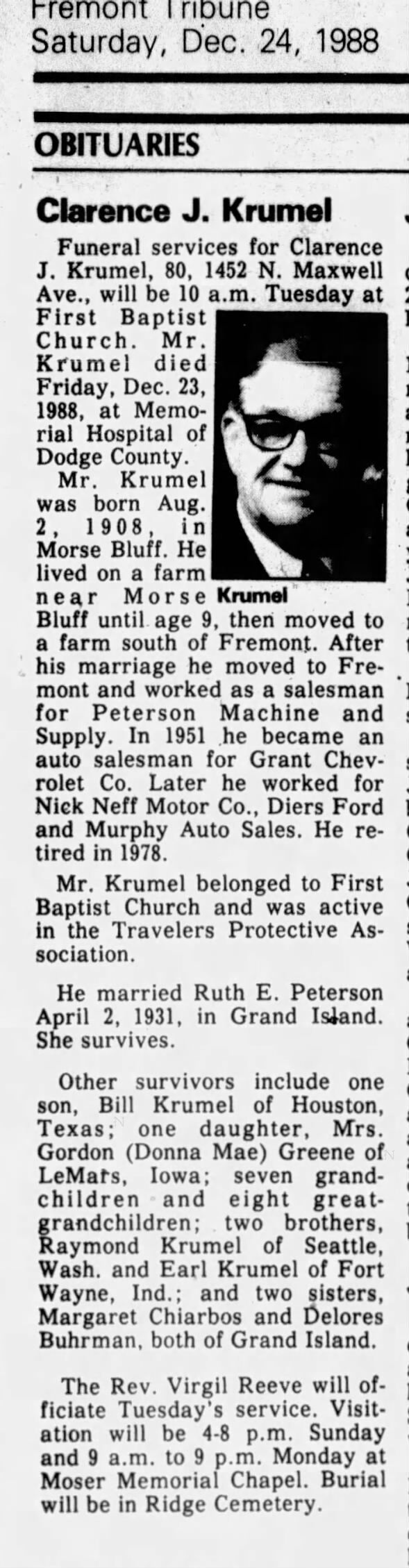 Clipping from Fremont Tribune